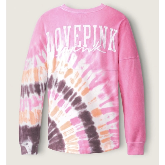 PINK Victoria's Secret Tops - 🔥 VS Pink tie dye varsity crew top sz XL NWT